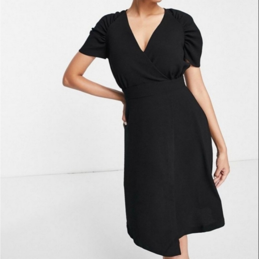 Closet London US 12 Black wrap Women's Dress
